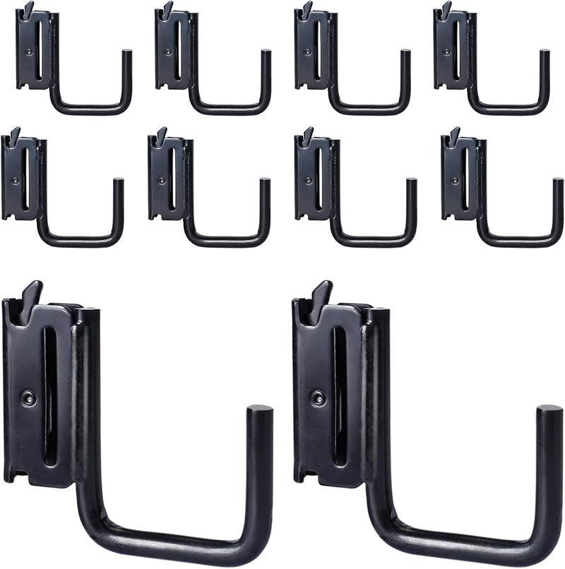 MorScan 10 Pack 2" E Track J Hooks Heavy Duty Black Steel E-Track Tie Down Accessories for Box Truck, Enclosed Trailer, Garage, Vans, Warehouse, Workshop - Image 1